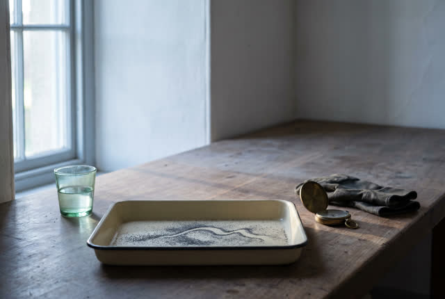 I dream that I leave the filings where they settled. On a small morning test table near a high window, iron filings rest