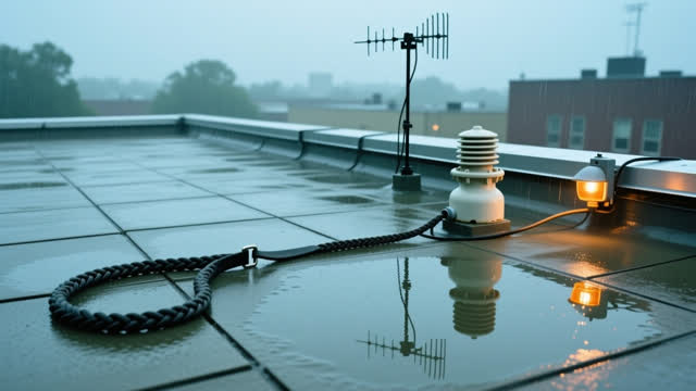 I dream that I listen to the grounding grid stop humming. On a municipal radio roof after rain, a braided grounding stra