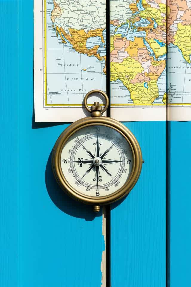 I dream that the compass refuses the official north. In a bright harbor kiosk, a small compass under scratched glass pol